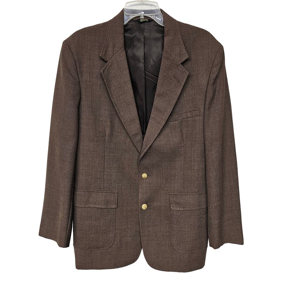 Vtg Hamricks of Gaffney SC Notch Lapel Single Breasted Blazer Mens 42 L Brown
